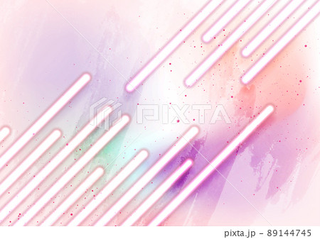 Neon lines on pastel grunge watercolor background 89144745
