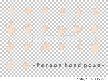 Hand pose hand gesture, vector illustration 89145386