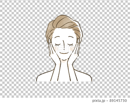 頬に手をあて眼を閉じる女性 89145730