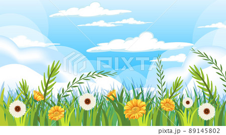 Scene with many flowers in garden 89145802