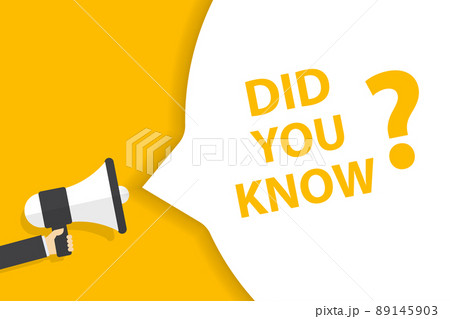 hand holding megaphone with did you know speech bubble banner vector with copy space for business, marketing, flyers, banners, presentations and posters. illustration hand holding megaphone with did you know speech bubble banner vector with copy space for business, marketing, flyers, banners, presentations and posters. illustration 89145903