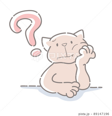 疑問に思う猫のふんわり可愛い手描きイラスト 89147196