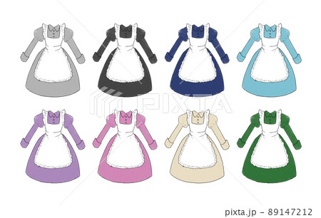 メイド服のイラストセットのイラスト素材