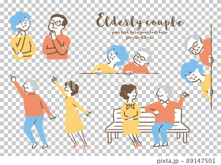 高齢夫婦たちのセット_色 89147501