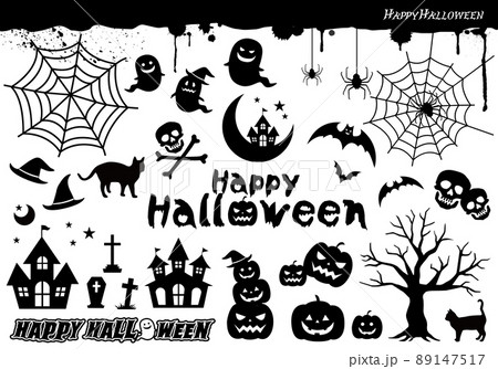 ハロウィンイラストセット シルエット ハロウィンイラストセット シルエット 89147517