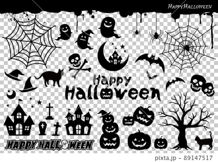 ハロウィンイラストセット シルエット ハロウィンイラストセット シルエット 89147517