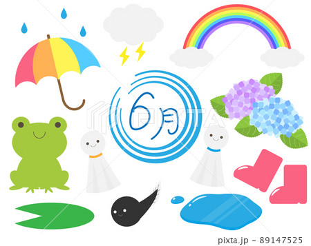 6月の素材セットのイラスト素材