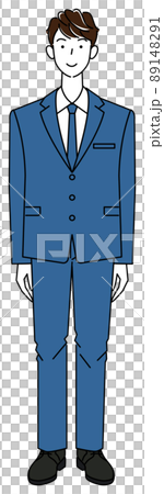 1 気を付けの姿勢で立っているスーツ姿の可愛い男性 全身 立ち姿 イラスト ベクターのイラスト素材 1491