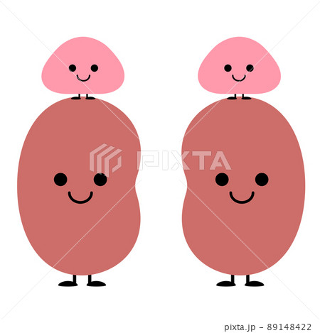 かわいい内臓ちゃん 腎臓 副腎のイラスト素材