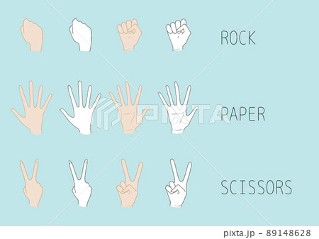 じゃんけん　グー・チョキ・パー　Rock, paper, scissors　(ベクターイラスト) 89148628