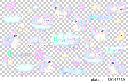 Cute unicorn vector illustration set Cute unicorn vector illustration set 89148889