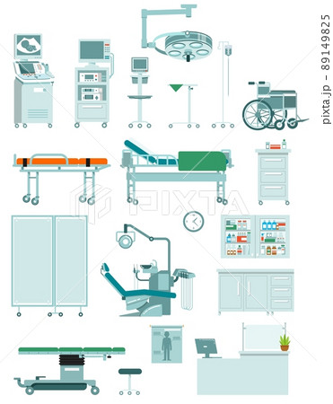 Set of medical equipment in flat style Set of medical equipment in flat style 89149825
