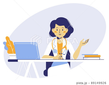 Medicine concept with doctor in thin line style 89149926