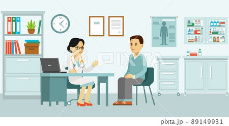 Medicine concept with doctor and patient in flat style 89149931