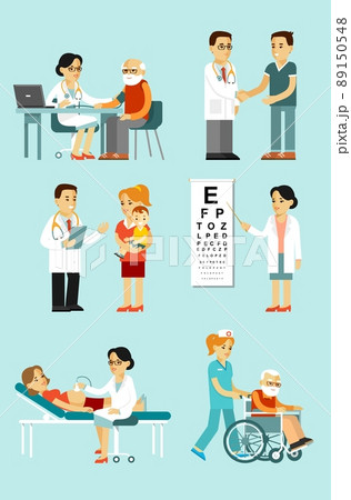 Set of doctors and patients in different situation. Set of doctors and patients in different situation. 89150548