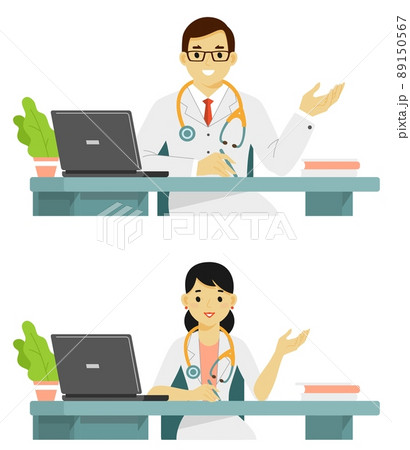 Medicine concept with doctor in flat style isolated on white background Medicine concept with doctor in flat style isolated on white background 89150567