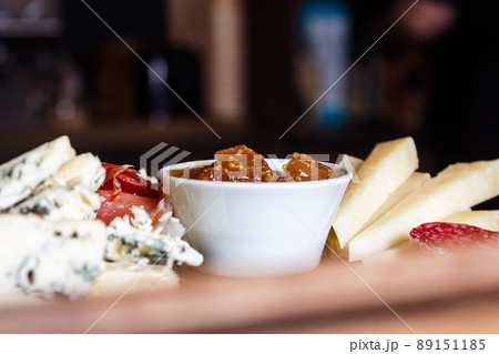 Cheese Plate. Sauce with different cheese's kinds. 89151185