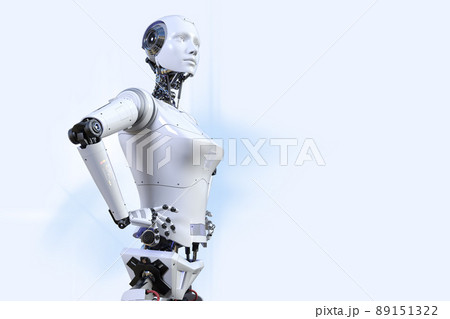 SF的な未来型AIアンドロイドが、未来を見て、考えている。 89151322
