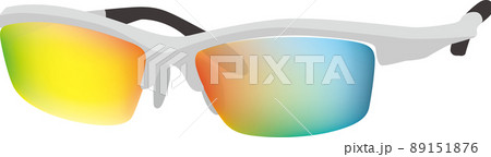 斜め向きの白いスポーツサングラスのイラスト 89151876