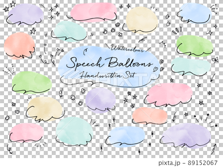 手描きの吹き出しセット（水彩バージョン） 89152067