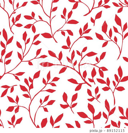 Simple flower branches with leaves seamless print 89152115