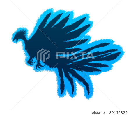 ダークな炎の鳳凰シルエット(青)のイラスト素材 [89152325] - PIXTA