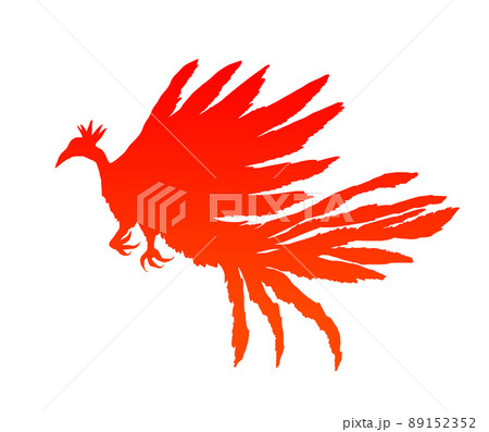 鳳凰シルエット 赤 のイラスト素材
