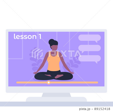 online yoga class, lessons on TV, vector online yoga class, lessons on TV, vector 89152418