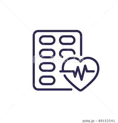 pills, heart medication line icon 89152541