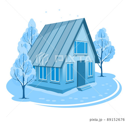 Winter landscape. House surrounded by trees Winter landscape. House surrounded by trees 89152676