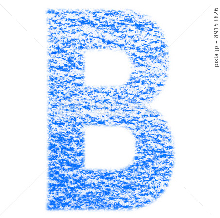 クレヨンで描かれたアルファベット B  大文字 青色 背景白 高解像度 パス付 他色有り 89153826