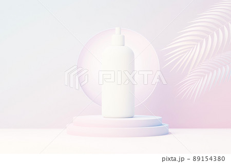 3d render of blank cosmetics skincare product or packaging for mock up. Beauty soap and spa concept. Lotion oil moisture for skin health. Premium and luxury design for branding. 89154380