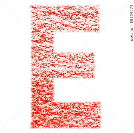 クレヨンで描かれたアルファベット E  大文字 紅色 背景白 高解像度 パス付 他色有り 89154574