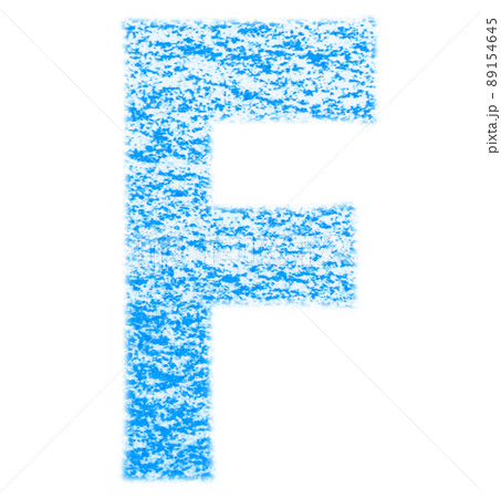 クレヨンで描かれたアルファベット F  大文字 青色 背景白 高解像度 パス付 他色有り 89154645