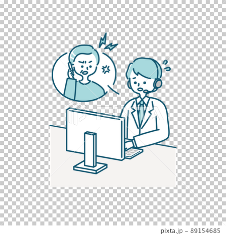 Illustration material of a male operator working at a call center (conversation with a senior man) Illustration material of a male operator working at a call center (conversation with a senior man) 89154685