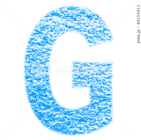 クレヨンで描かれたアルファベット G  大文字 青色 背景白 高解像度 パス付 他色有り 89154811