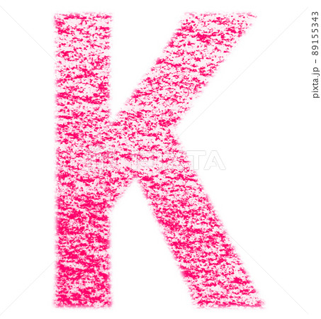 クレヨンで描かれたアルファベット K  大文字 赤色 背景白 高解像度 パス付 他色有り 89155343