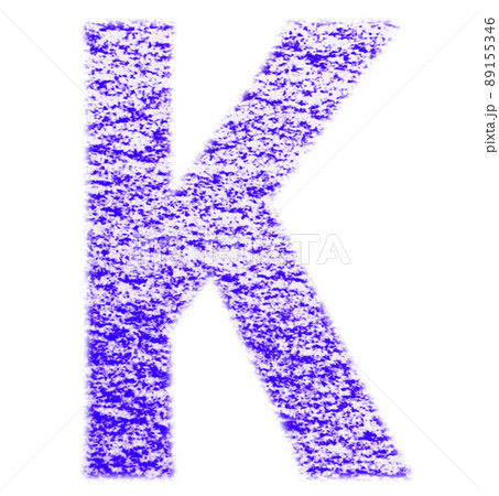 クレヨンで描かれたアルファベット K  大文字 青紫色 背景白 高解像度 パス付 他色有り 89155346