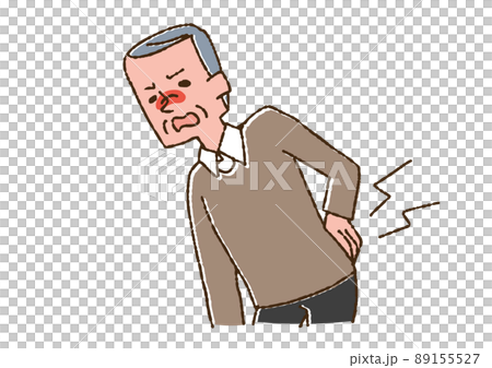 Elderly man suffering from back pain Comical handwritten person vector, warm line drawing Elderly man suffering from back pain Comical handwritten person vector, warm line drawing 89155527