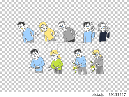 插圖集關於身體狀況不佳的漫畫手寫人物矢量、暖線畫 插圖集關於身體狀況不佳的漫畫手寫人物矢量、暖線畫 89155537