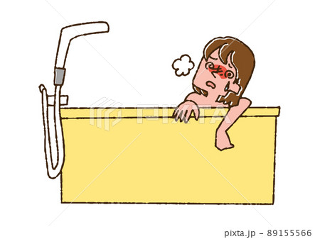 お風呂でのぼせてしまった女性 コミカルな手書きの人物 ベクター、温かみのある線画 お風呂でのぼせてしまった女性 コミカルな手書きの人物 ベクター、温かみのある線画 89155566