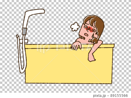 お風呂でのぼせてしまった女性 コミカルな手書きの人物 ベクター、温かみのある線画 お風呂でのぼせてしまった女性 コミカルな手書きの人物 ベクター、温かみのある線画 89155566