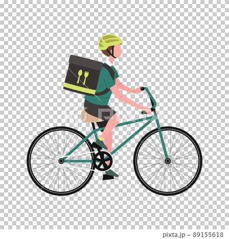 フードデリバリーの仕事をする男性のイラスト 89155618