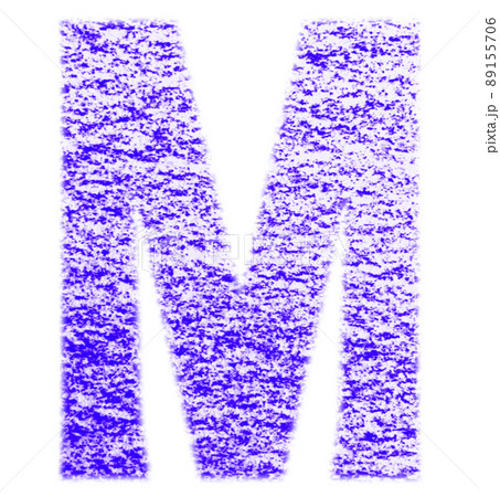 クレヨンで描かれたアルファベット M 大文字 青紫色 背景白 高解像度 パス付 他色有り 89155706