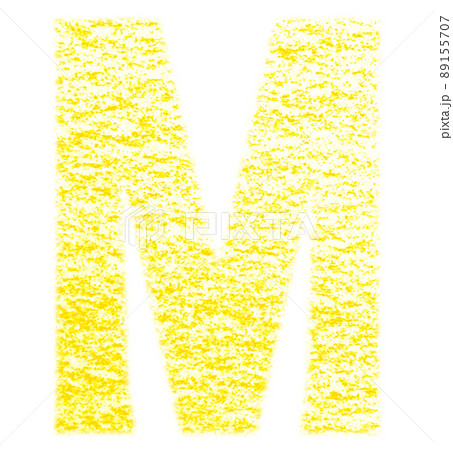 クレヨンで描かれたアルファベット M 大文字 黄色 背景白 高解像度 パス付 他色有り 89155707