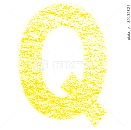 クレヨンで描かれたアルファベット Q 大文字 黄色 背景白 高解像度 パス付 他色有り 89156325