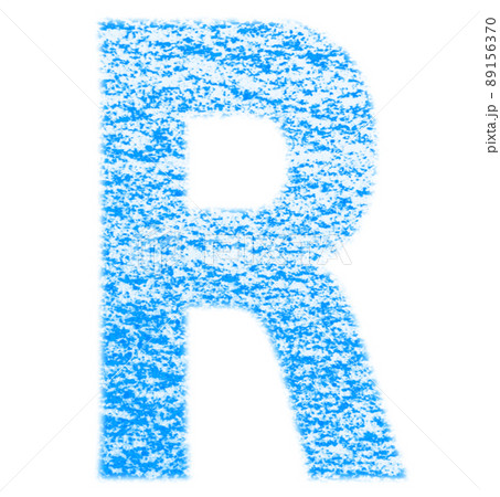 クレヨンで描かれたアルファベット R 大文字 青色 背景白 高解像度 パス付 他色有り 89156370