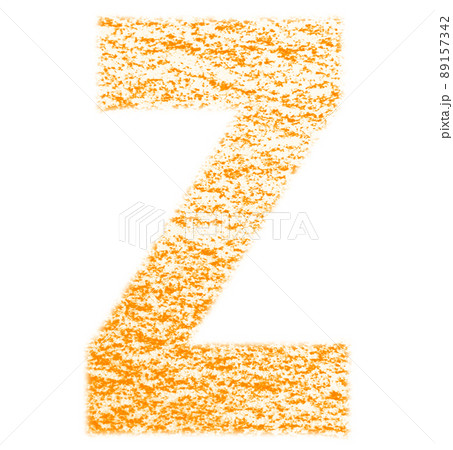 クレヨンで描かれたアルファベット Z 大文字 オレンジ色 背景白 高解像度 パス付 他色有り 89157342
