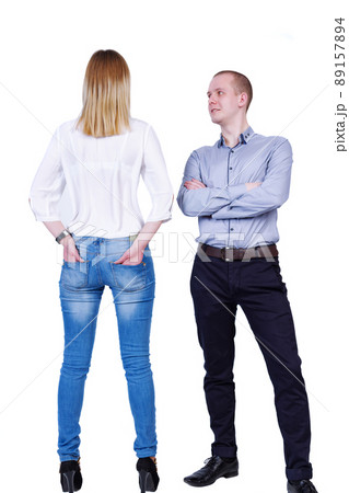 Concept: the relationship between a man and a woman working in the same company 89157894