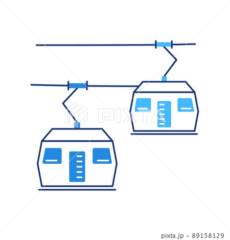 Vector illustration of cartoon cable car on white background. 89158129